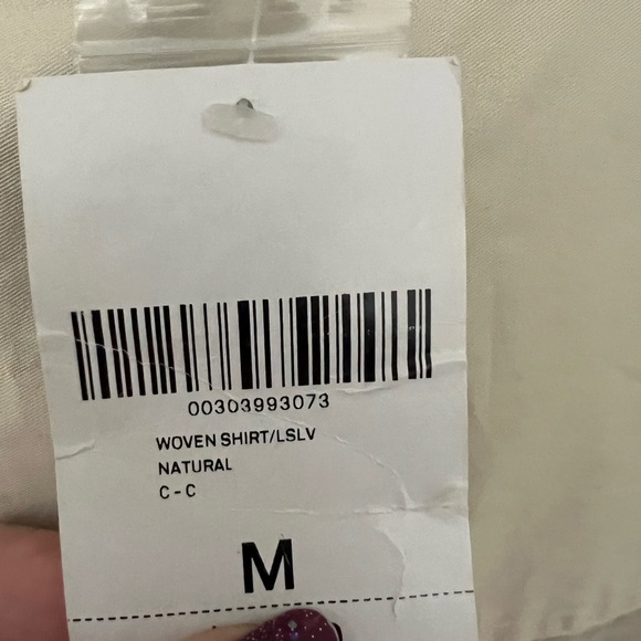 NWT Forever 21 Woven Button Down Shirt Natural - Picture 9 of 14